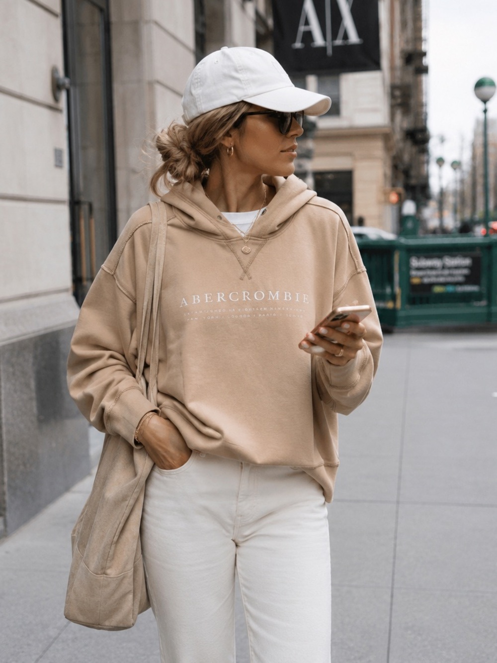 Abercrombie & Fitch Tan / Camel Logo Hoodie, size S